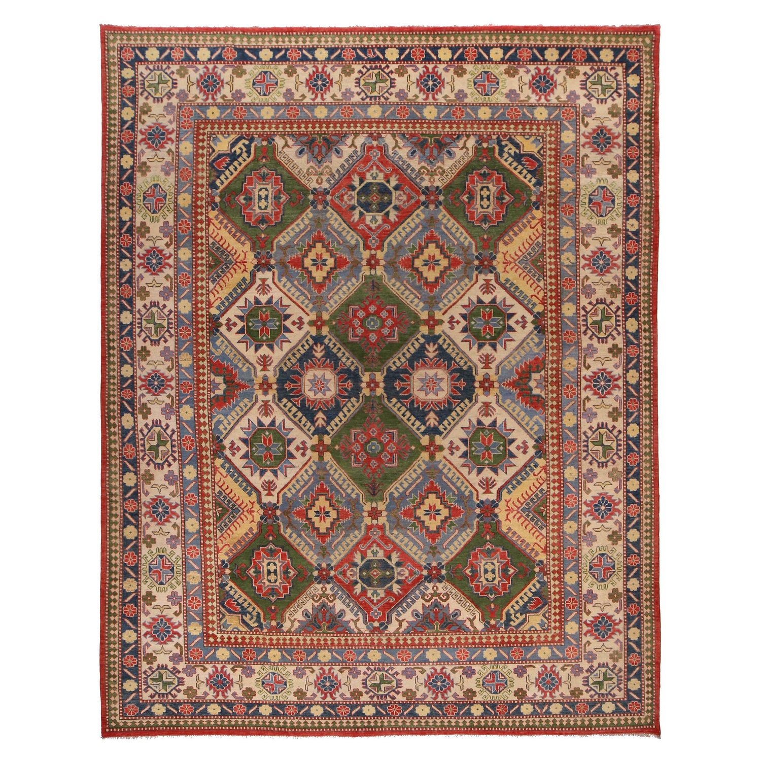 Handmade Kazak Area Rug 9' 0" x 11' 8" ft / 274 x 355 cm - No. W34074
