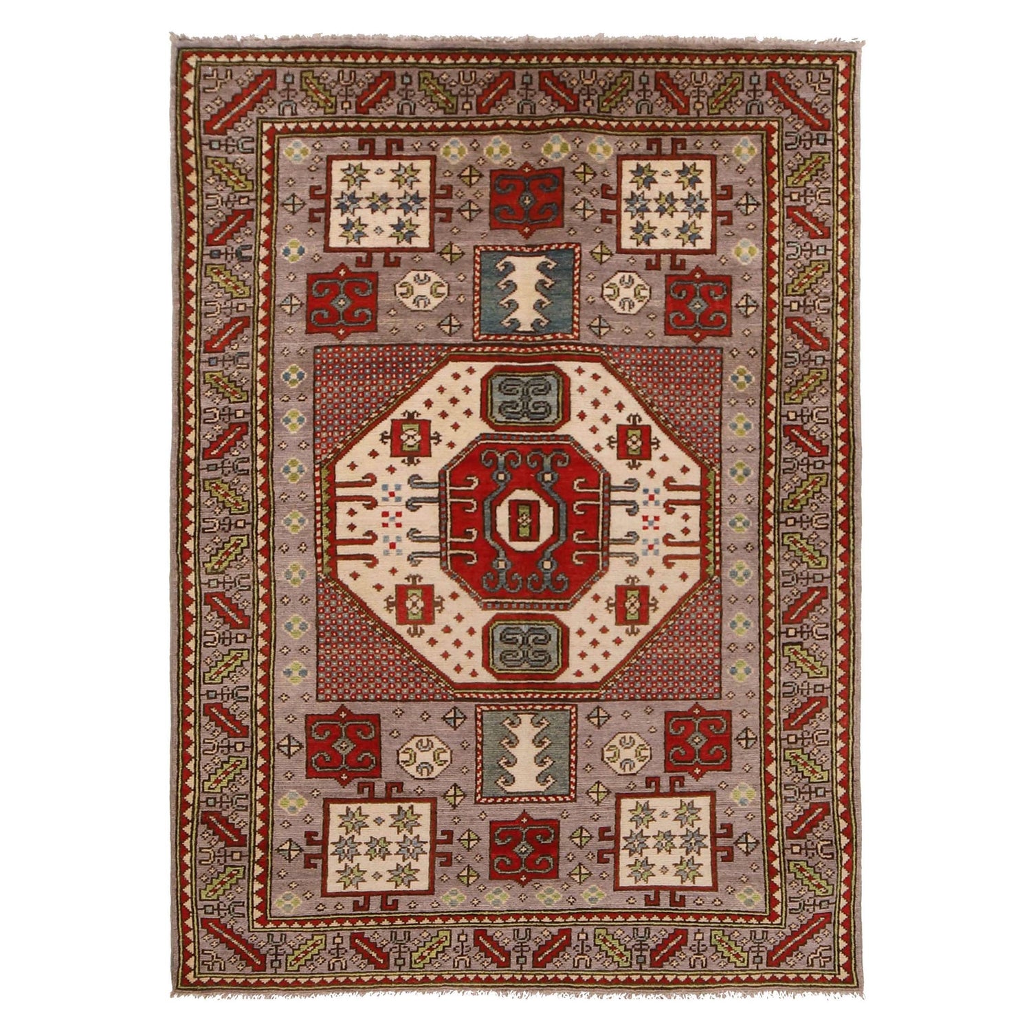 Oriental Mamluk Area Rug 4' 1" x 5' 11" ft / 124 x 179 cm - No. W34075