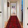 Red Color Afghan Area Runner Rug 2' 8" x 6' 0" ft / 81 x 183 cm - No. W34096