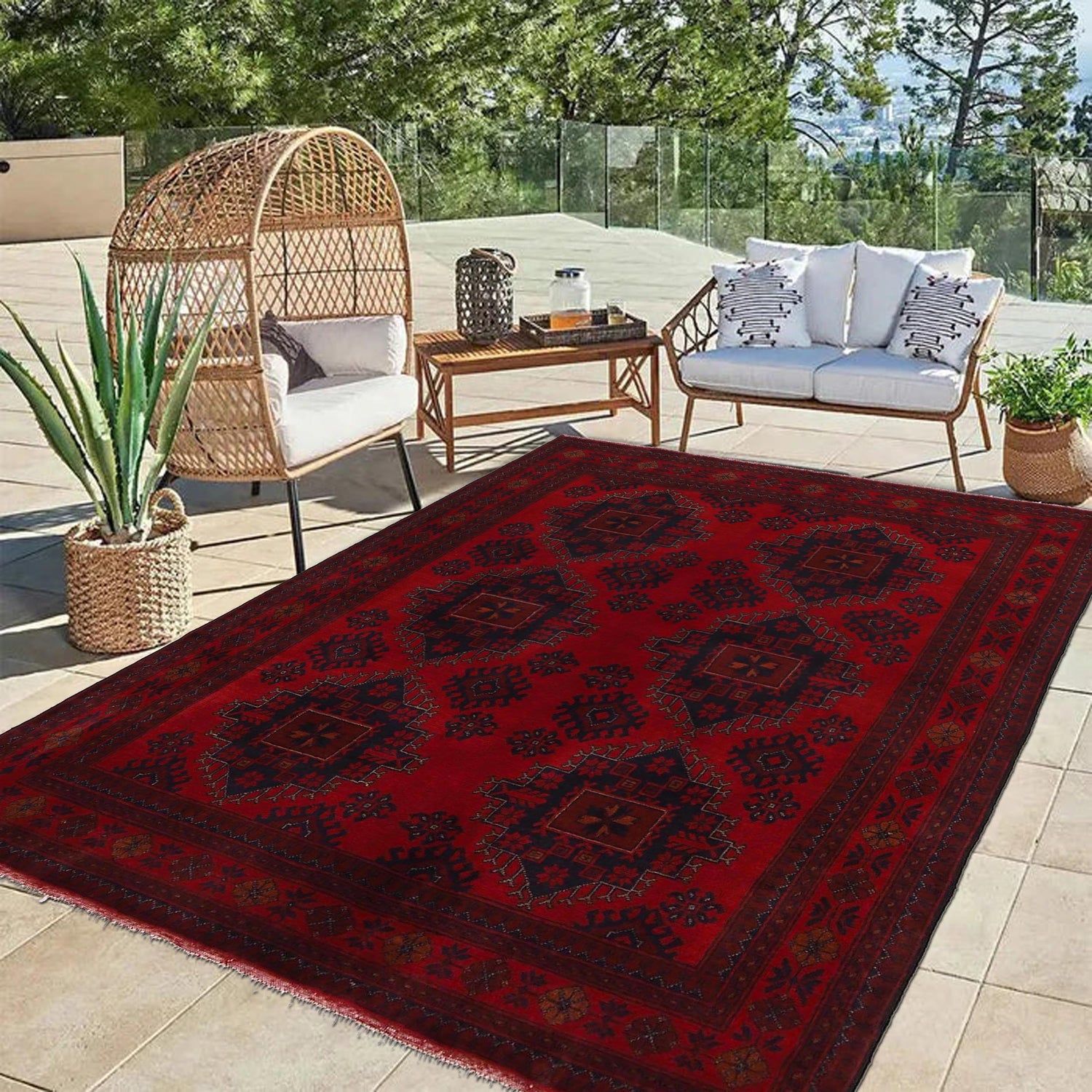 Red Khal Mohammadi Rug 4' 10" x 6' 5" ft / 147 x 196 cm - No. W34103