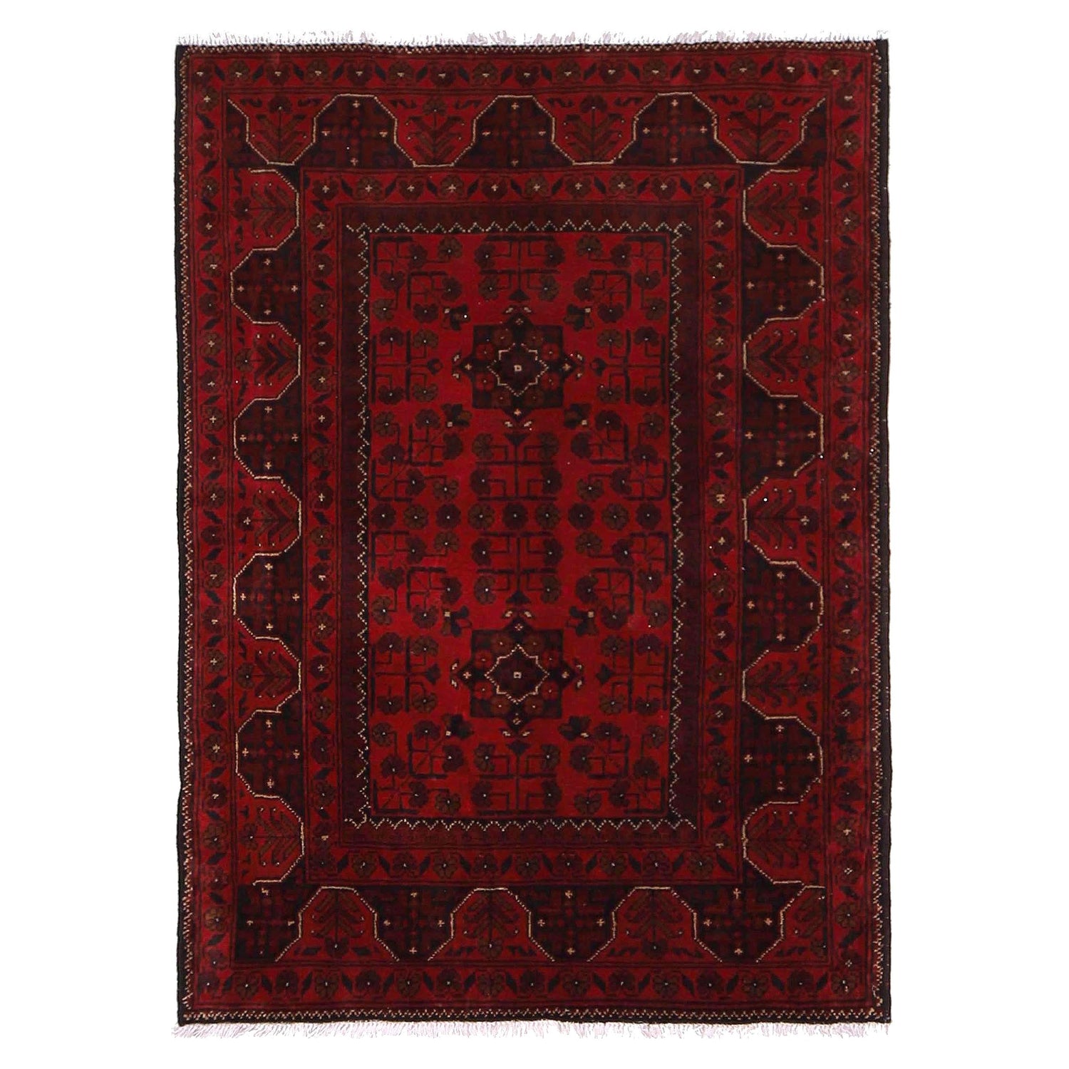 Afghan Khal Mohammadi Rug 3' 5" x 4' 8" ft / 105 x 141 cm - No. W34106