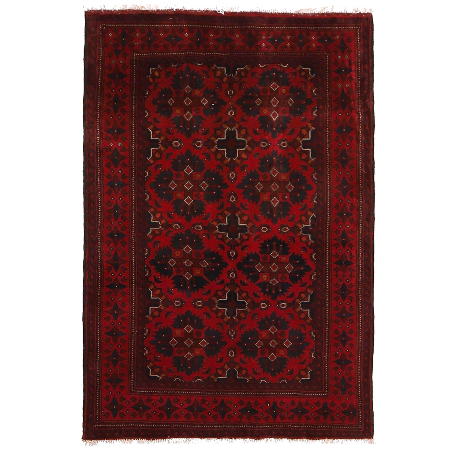 Red Color Khal Mohammadi Rug 3' 3" x 4' 11" ft / 98 x 150 cm - No. W34109