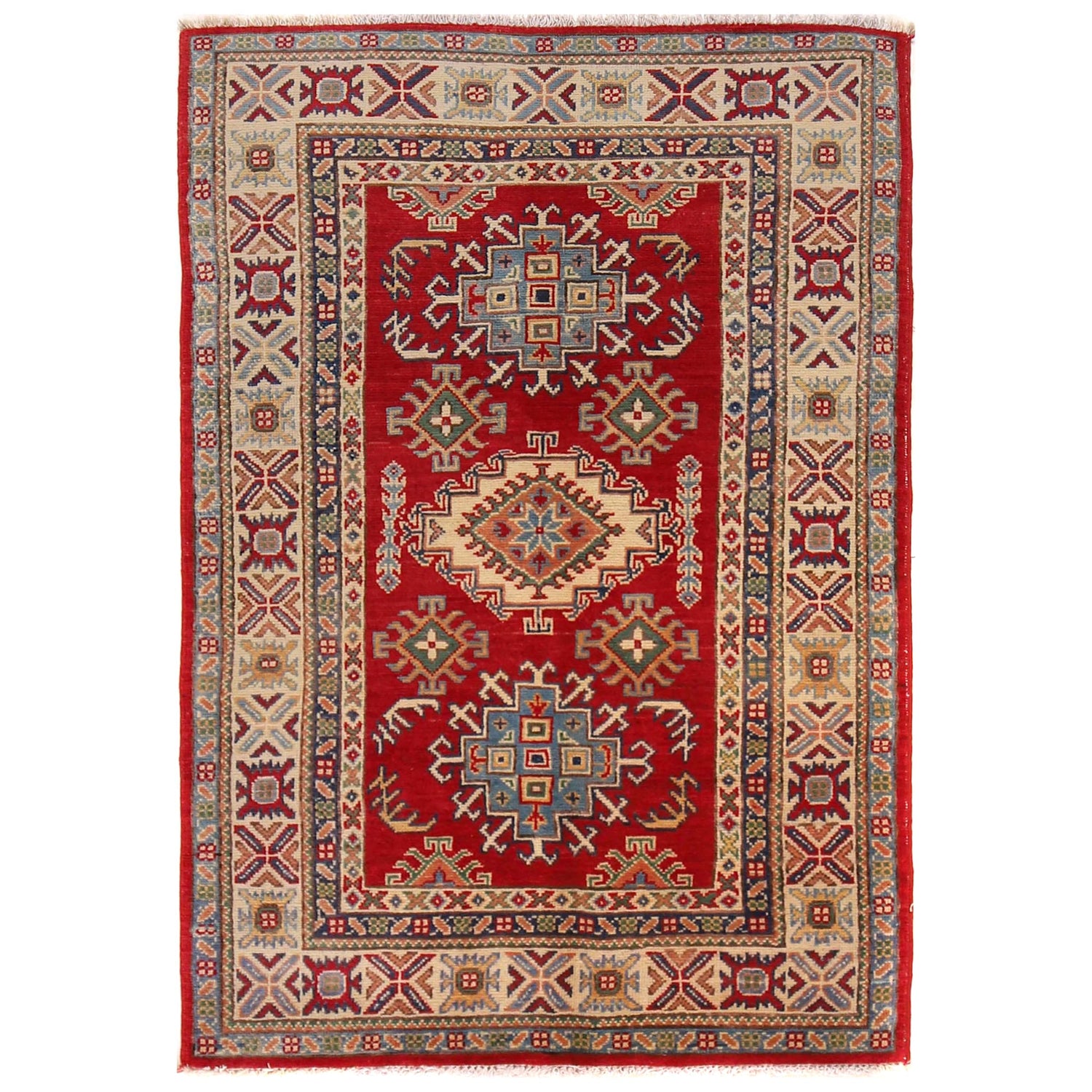Hand Knotted Kazak Oriental Rug 3' 3" x 5' 2" ft / 99 x 158 cm - No. W34130