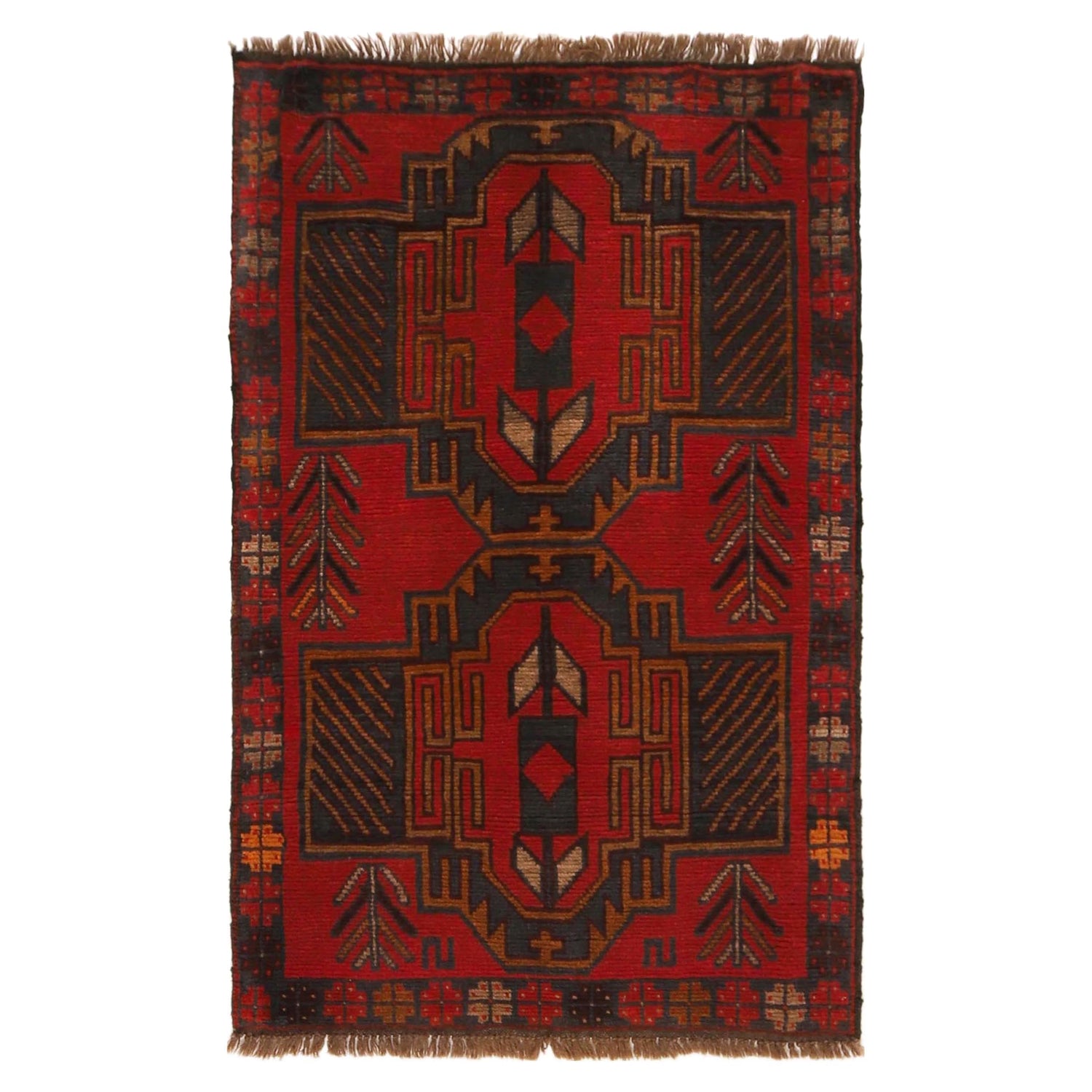 Red Color Baluchi Rug 2' 9" x 4' 5" ft / 85 x 135 cm - No. W34215