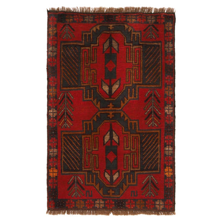 Red Color Baluchi Rug 2' 9" x 4' 5" ft / 85 x 135 cm - No. W34215