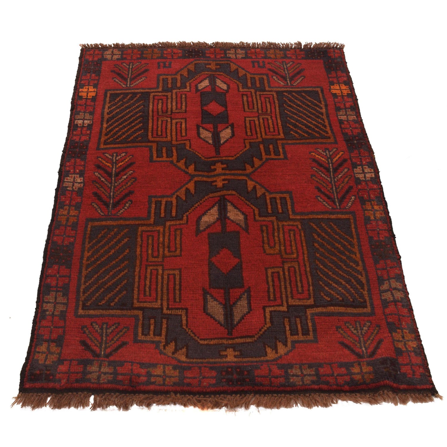 Red Color Baluchi Rug 2' 9" x 4' 5" ft / 85 x 135 cm - No. W34215