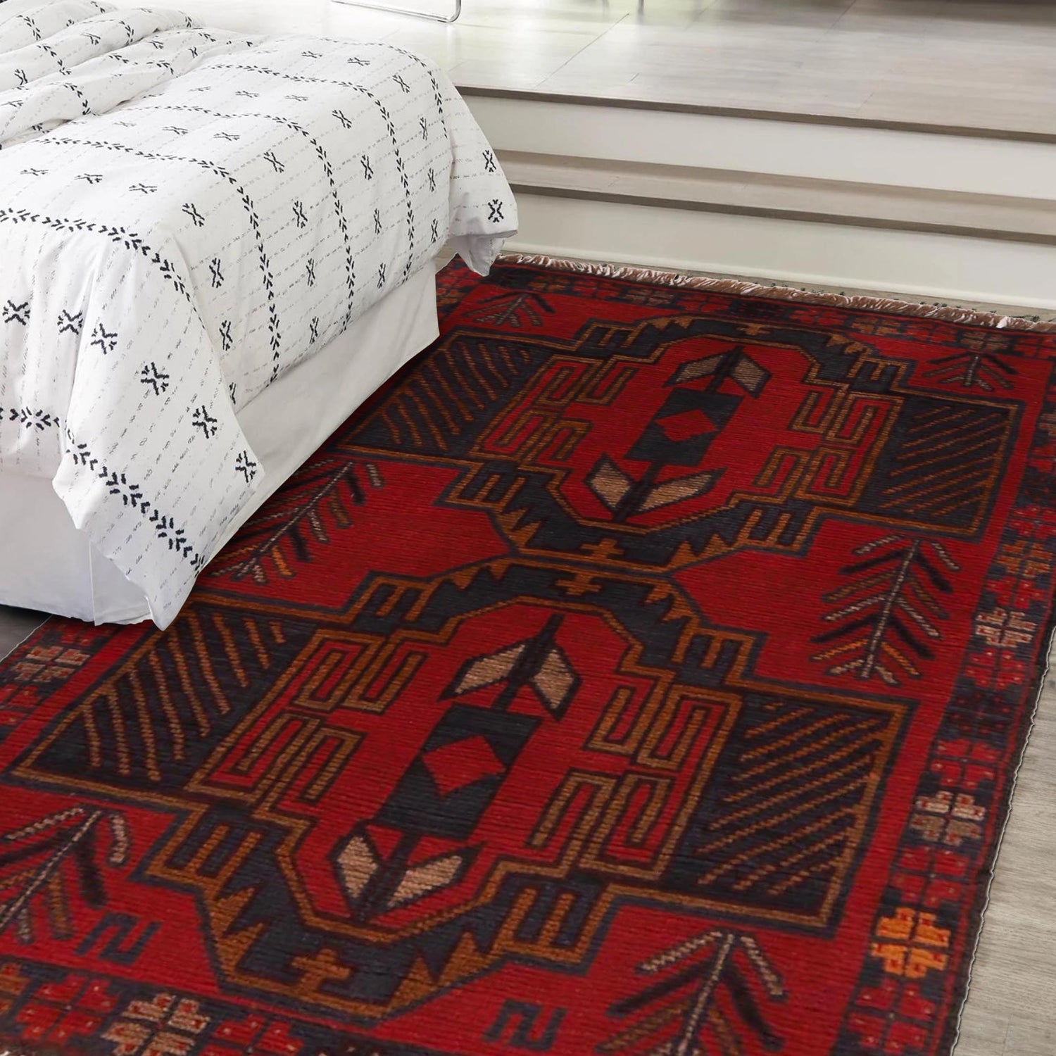 Red Color Baluchi Rug 2' 9" x 4' 5" ft / 85 x 135 cm - No. W34215