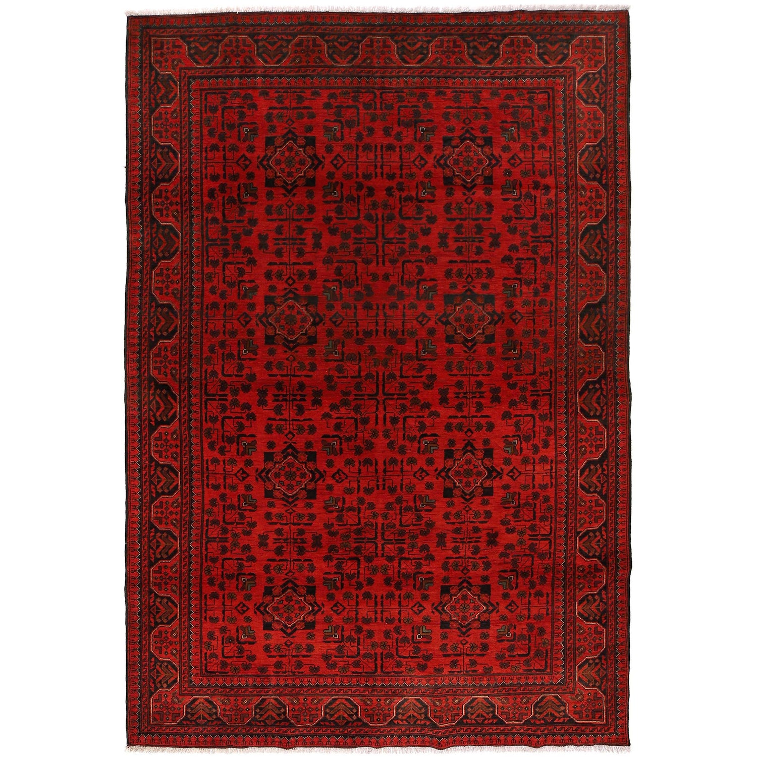 Handwoven Khal Mohammadi Afghan Carpet 6' 7" x 9' 10" ft / 200 x 300 cm - No. W34226