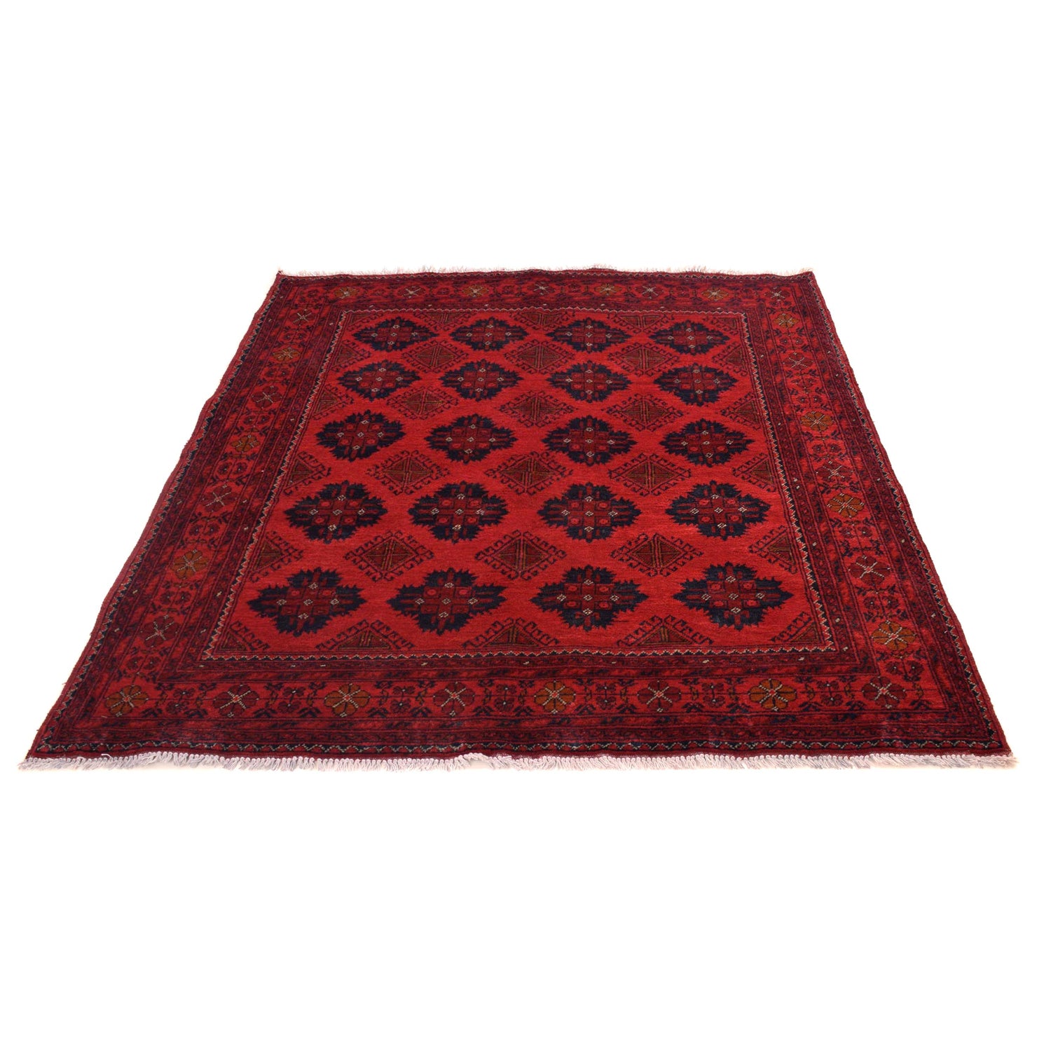 Red Color Afghan Area Rug 5' 1" x 6' 7" ft / 154 x 200 cm - No. W34227