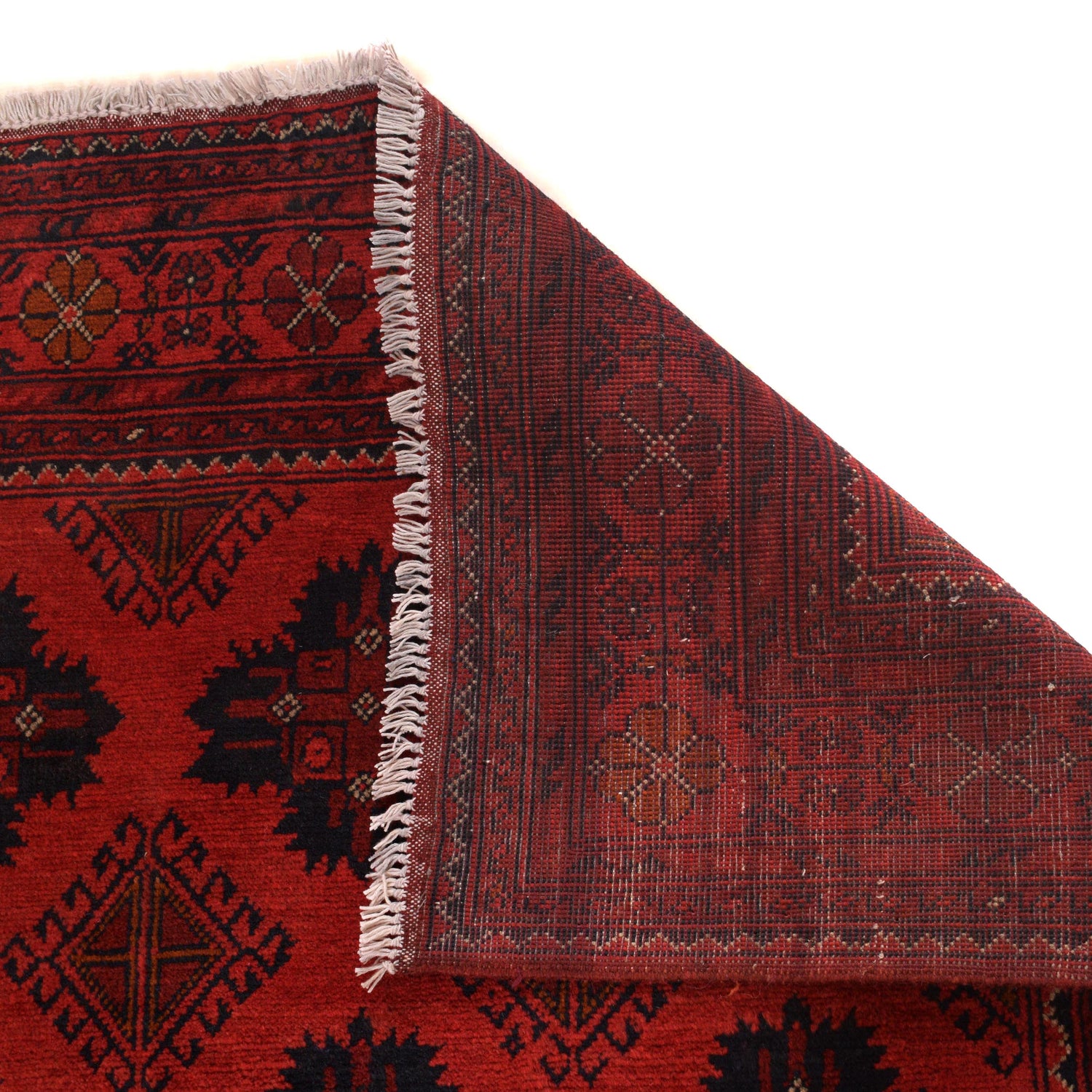 Red Color Afghan Area Rug 5' 1" x 6' 7" ft / 154 x 200 cm - No. W34227