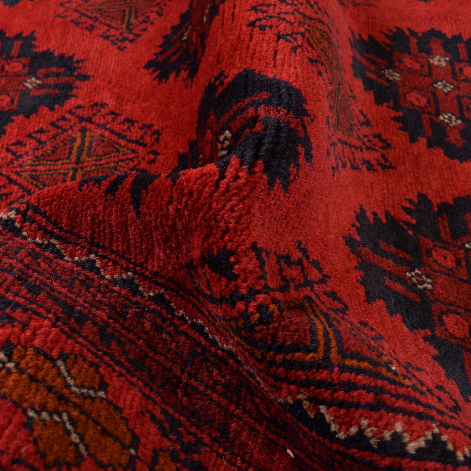 Red Color Afghan Area Rug 5' 1" x 6' 7" ft / 154 x 200 cm - No. W34227