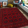 Red Color Afghan Area Rug 5' 1" x 6' 7" ft / 154 x 200 cm - No. W34227