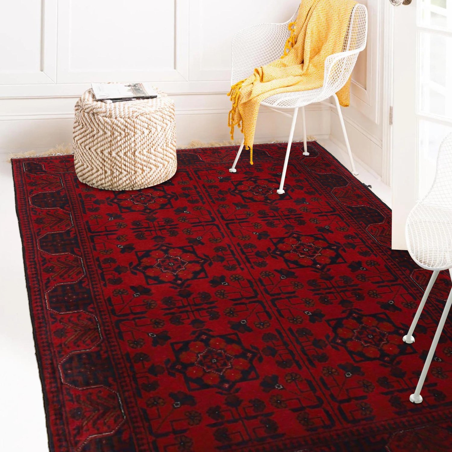 Handmade Khal Mohammadi Area Rug 3' 5" x 4' 7" ft / 103 x 140 cm - No. W34229