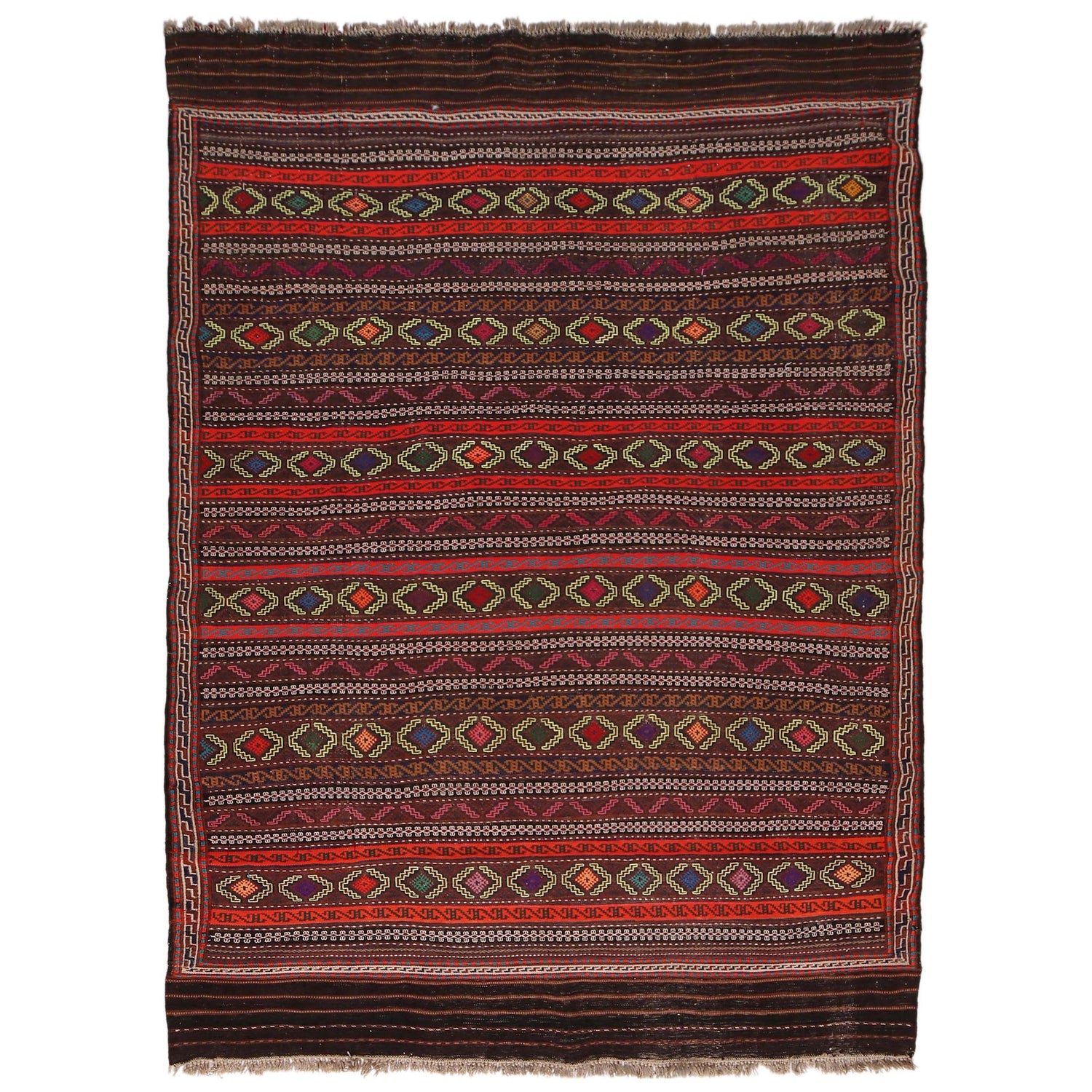 Afghan Laghari Kilim 4' 9" x 6' 7" ft / 144 x 200 cm - No. W34373