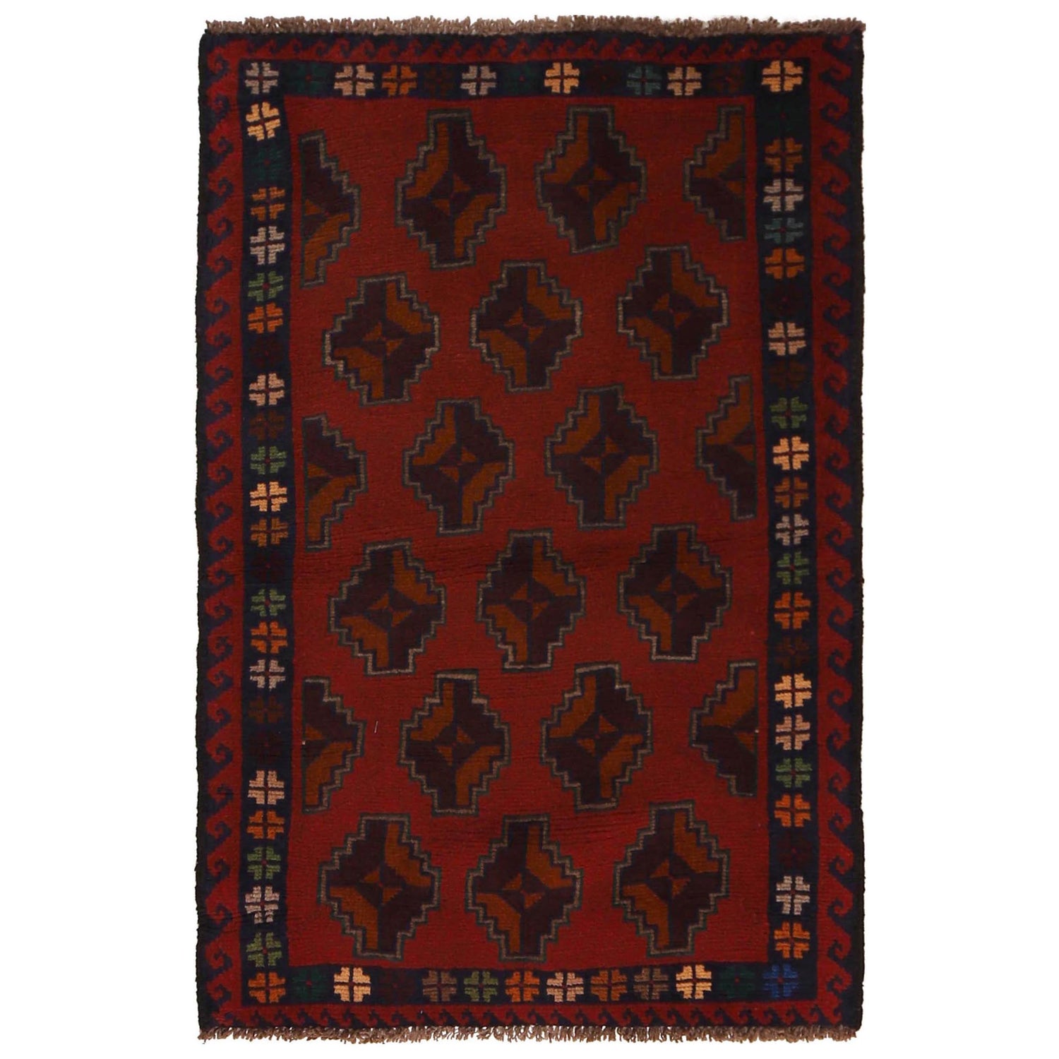 Red Color Baluchi Rug 2' 11" x 4' 5" ft / 90 x 135 cm - No. W34375
