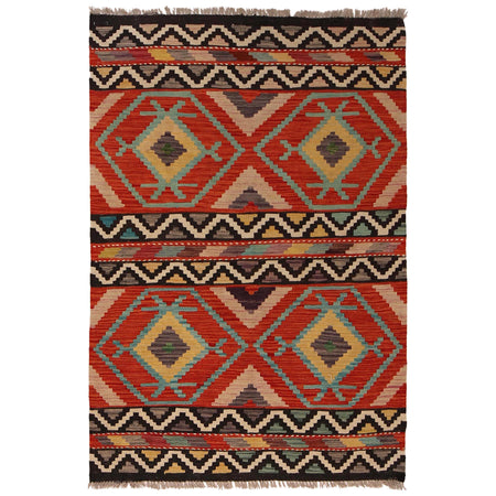 Handmade Afghan Vegetable Kilim 3' 5" x 5' 3" ft / 105 x 160 cm - No. W34749