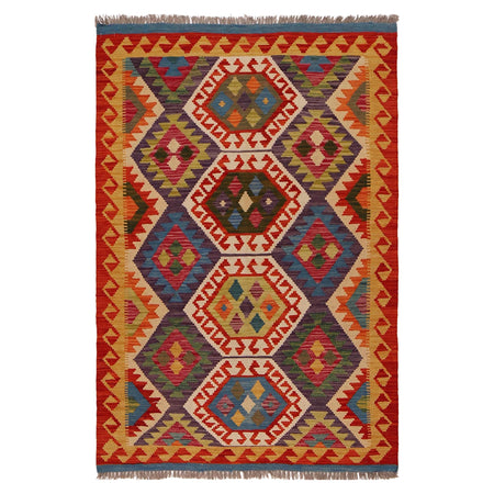 Handmade Afghan Vegetable Kilim 3' 3" x 5' 0" ft / 100 x 152 cm - No. W34752