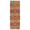 Hand Knotted Afghan Style Kilim Runner 2' 8" x 8' 1" ft / 81 x247 cm - No. W34760