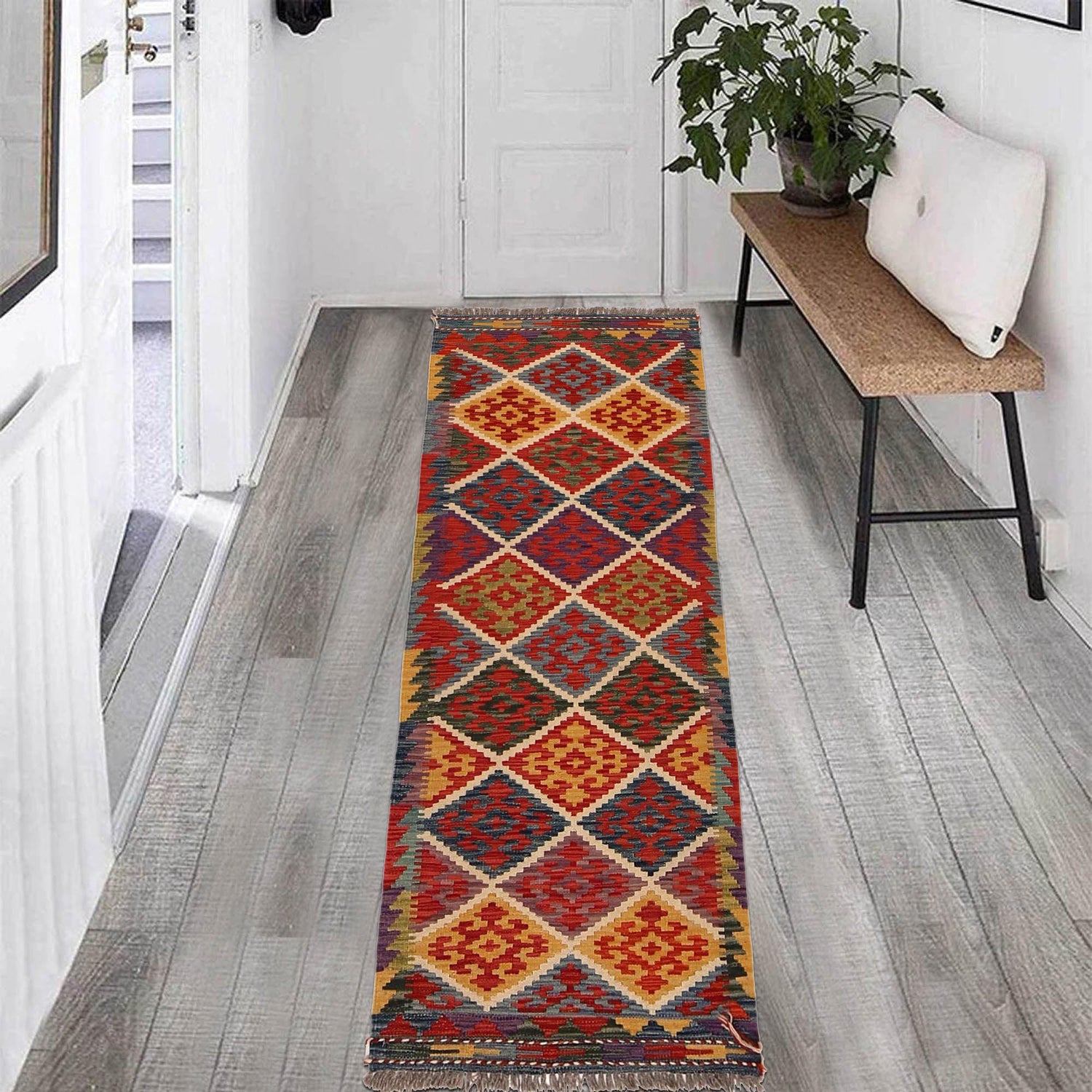 Short Kilim Runner 2' 3"x 6' 4" ft / 68 x 192 cm - No. W34761