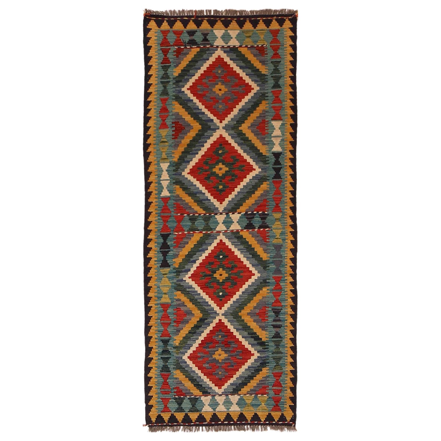 Short Kilim Runner 2' 5"x 6' 7" ft / 73 x 200 cm - No. W34764