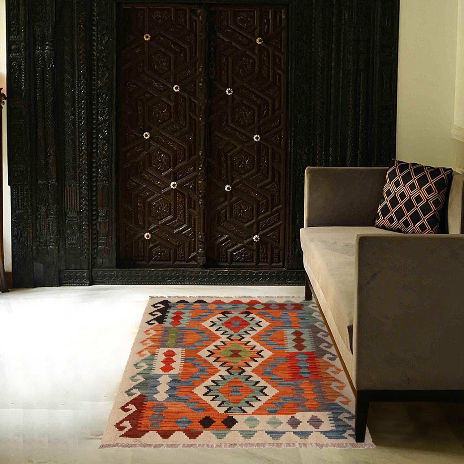 Small Size Chobi Kilim 2' 8" x 4' 2" ft / 81 x 128 cm - No. W34766