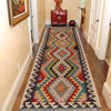 Hand Knotted Afghan Style Kilim Runner 2' 11" x 8' 0" ft / 88 x244 cm - No. W34772