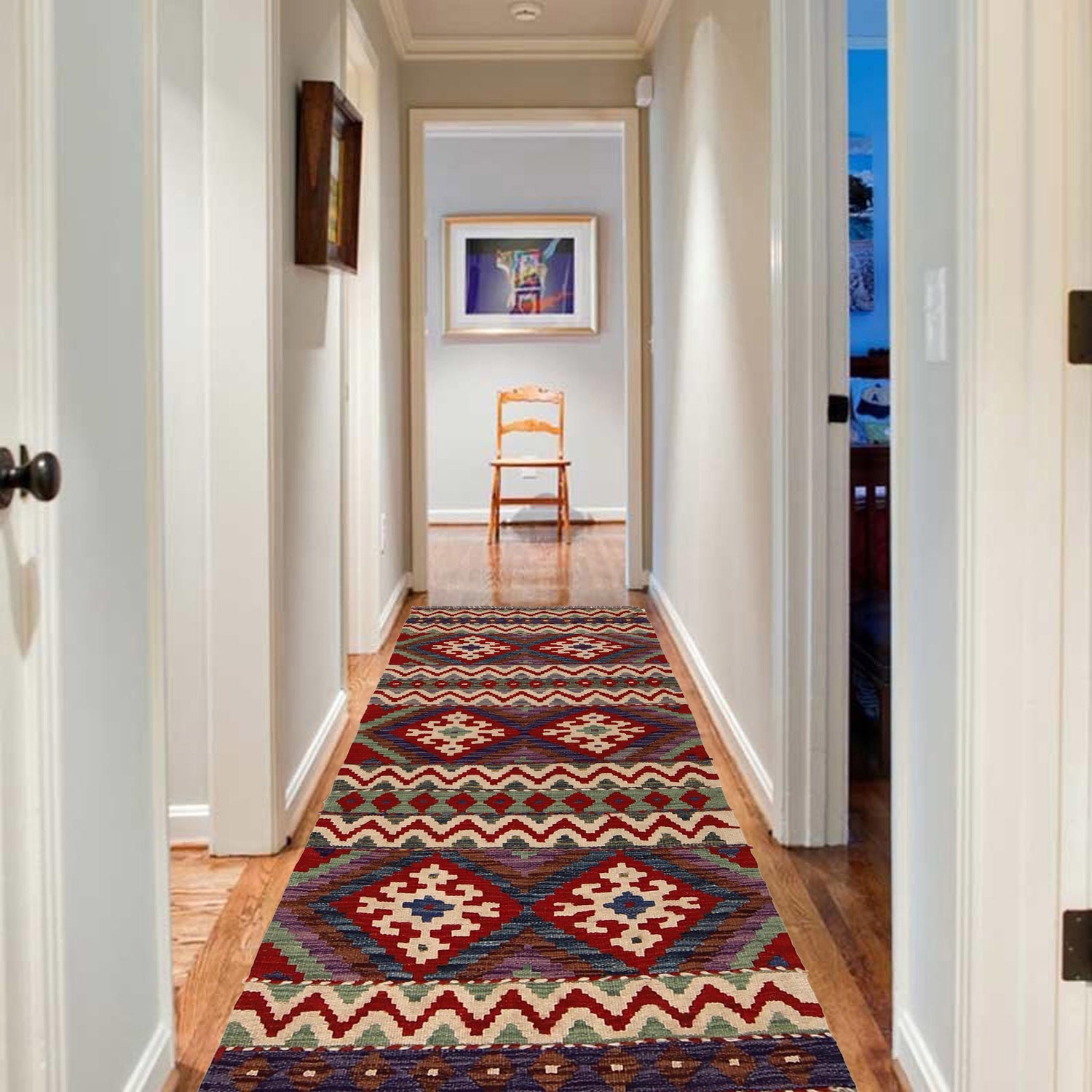 Short Chobi Kilim Runner 2' 3" x 6' 1" ft / 69 x 185 cm - No. W34775