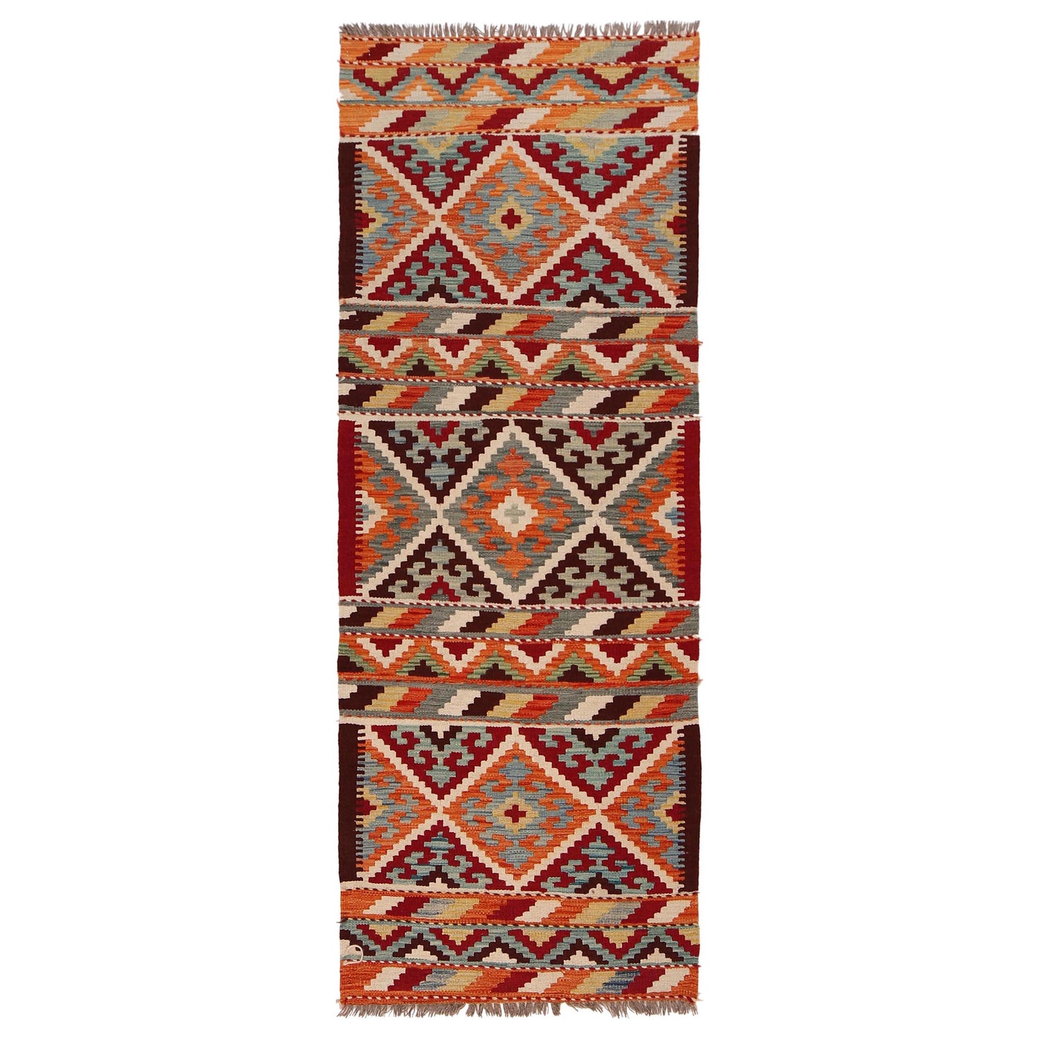 Short Chobi Kilim Runner 2' 5" x 6' 7" ft / 74 x 200 cm - No. W34776