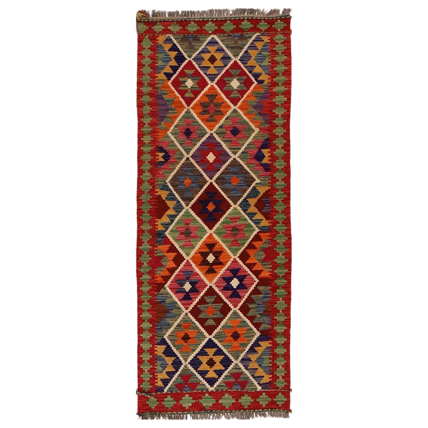 Handmade Vegetable Kilim Runner 2' 4"x 6' 3" ft / 70 x 191 cm - No. W34785