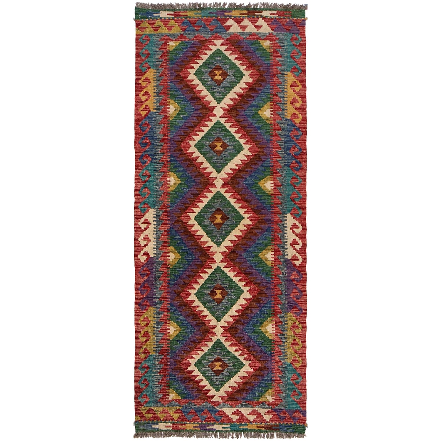 Short Chobi Kilim Runner 2' 5" x 6' 3" ft / 74 x 191 cm - No. W34797