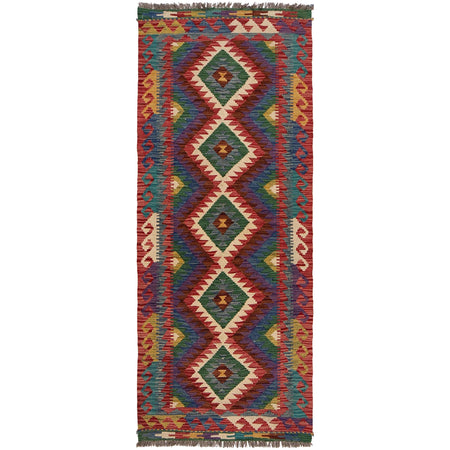 Short Chobi Kilim Runner 2' 5" x 6' 3" ft / 74 x 191 cm - No. W34797