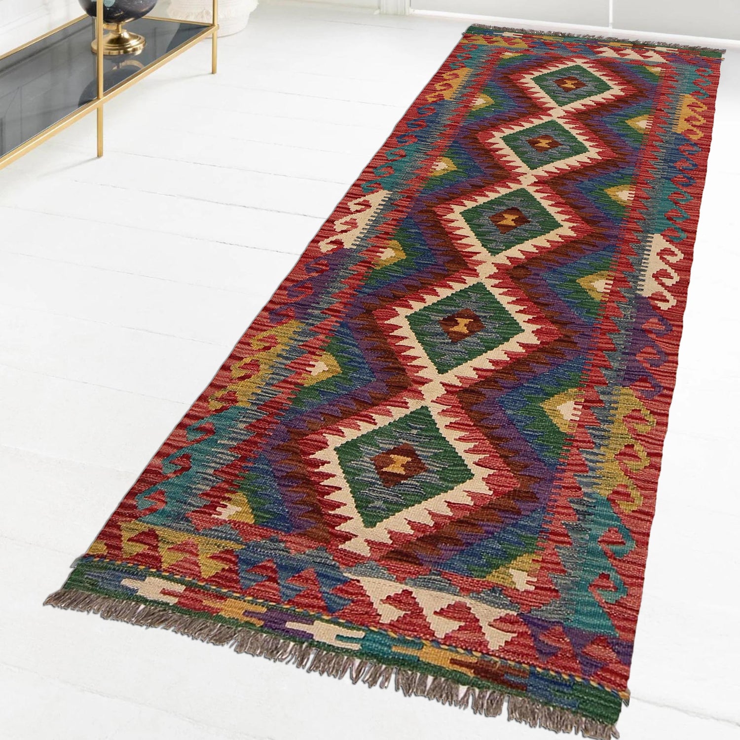 Short Chobi Kilim Runner 2' 5" x 6' 3" ft / 74 x 191 cm - No. W34797
