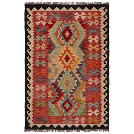 Handmade Afghan Vegetable Kilim 3' 3" x 5' 0" ft / 100 x 152 cm - No. W34805