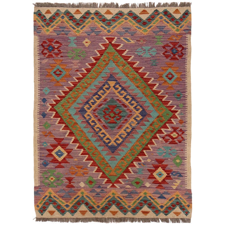 Handmade Turkish Design Wool Kilim 2' 11" x 3' 11" ft / 90 x 120 cm - No. W34834