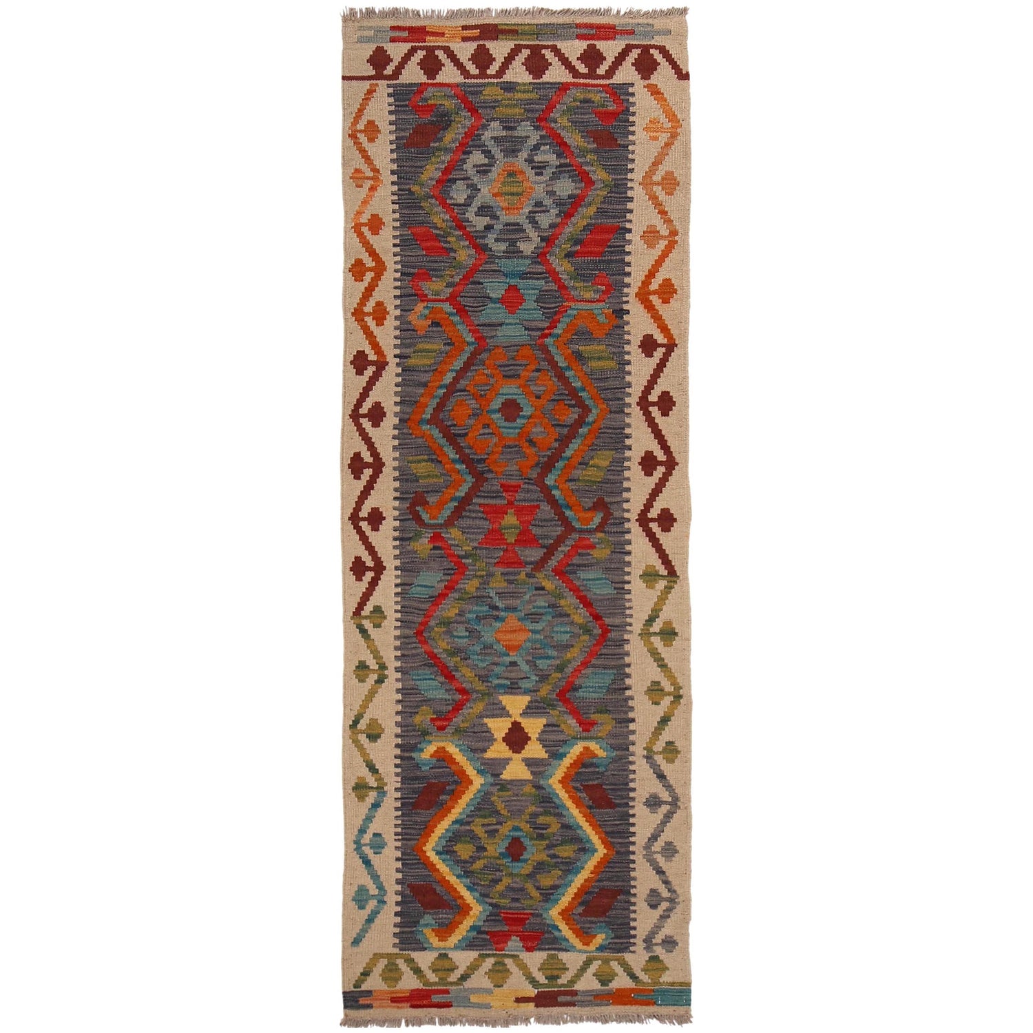 Hand Made Afghan Kilim Runner 2' 1" x 6' 5" ft / 64 x 195 cm - No. W34846