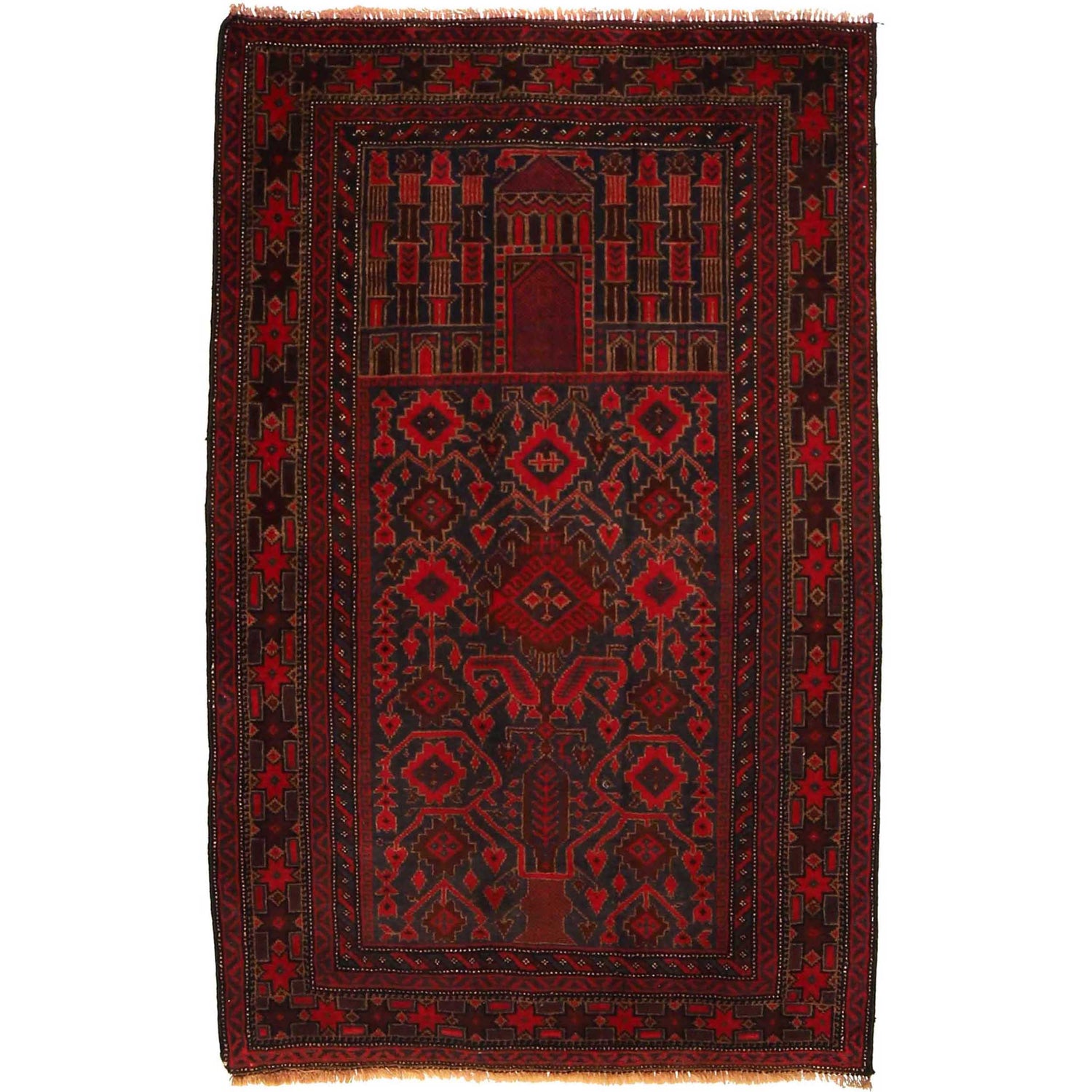 Small Prayer Carpet 2' 11" x 4' 7" ft / 90 x 139 cm -No. W35150
