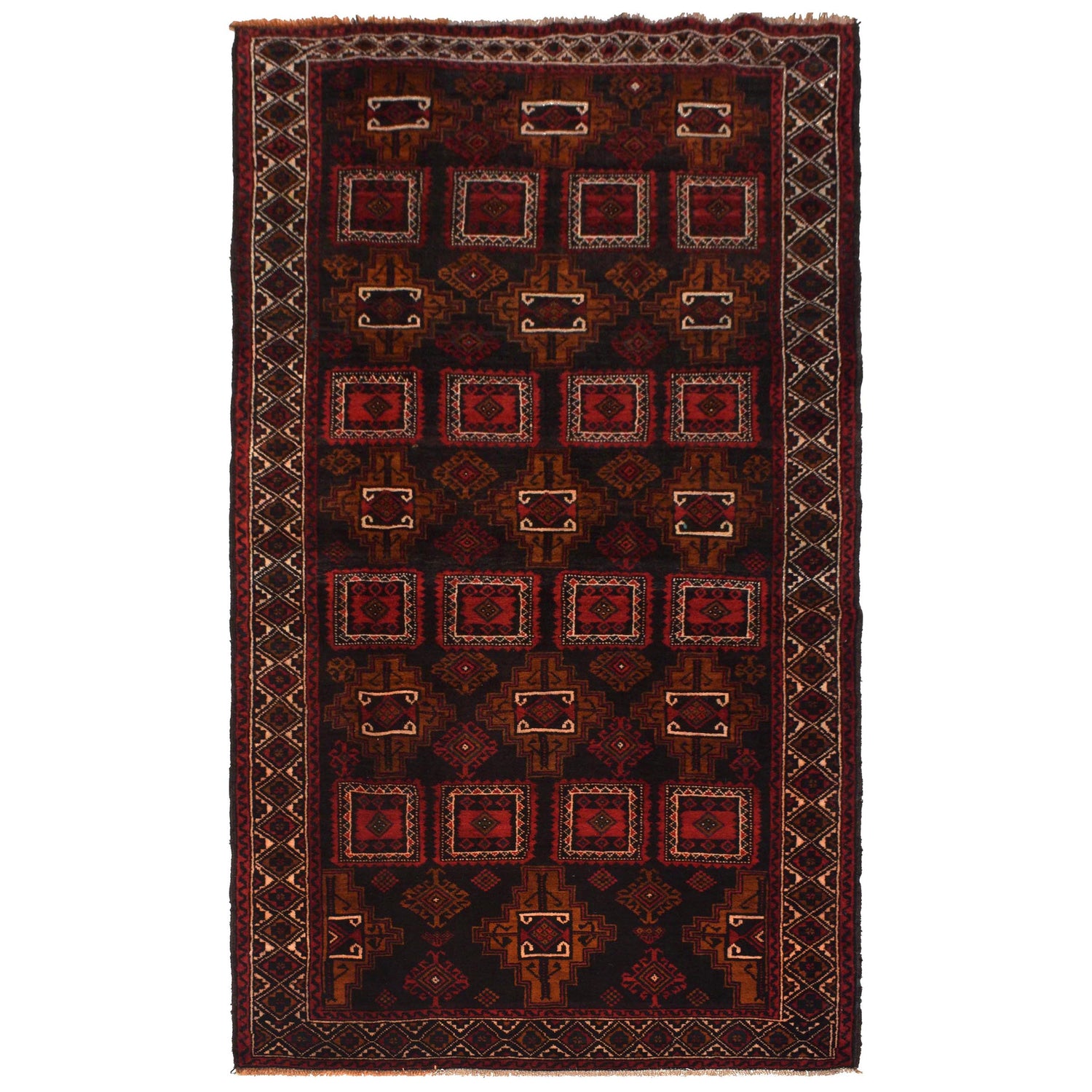 Hand Knotted Baluchi Rug 4' 1" x 9' 4" ft / 125 x 285 cm - No. W35443