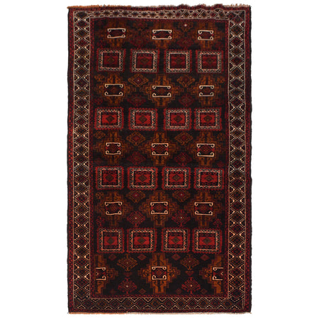 Hand Knotted Baluchi Rug 4' 1" x 9' 4" ft / 125 x 285 cm - No. W35443