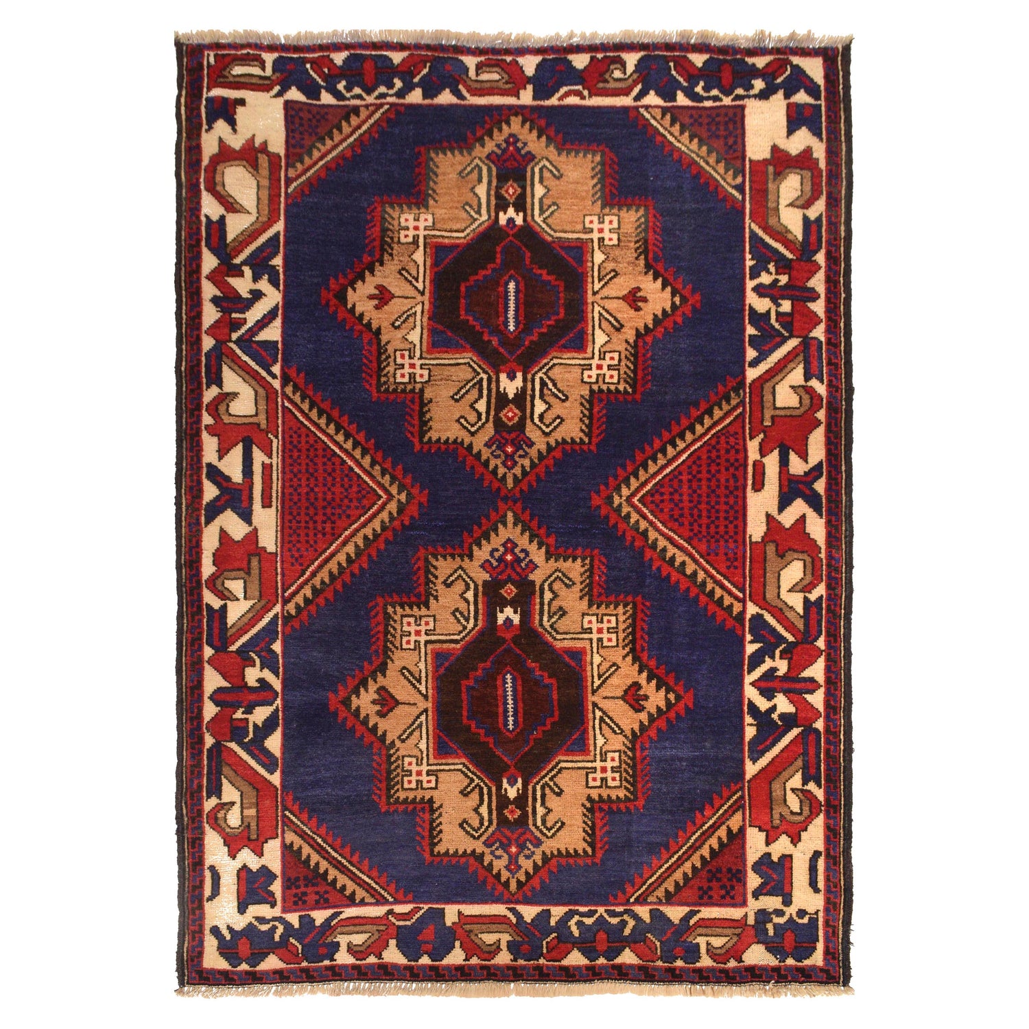 Blue Baluchi Rug  4' 0" x 5' 8" ft / 122 x 173 cm - No. W35444