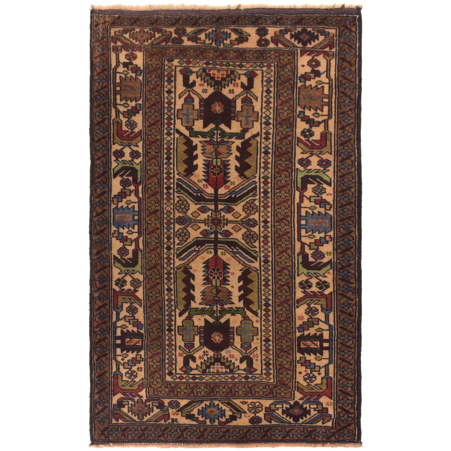 Traditional Baloch Rug 3' 0" x 5' 2" ft / 91 x 157 cm - No. W35453