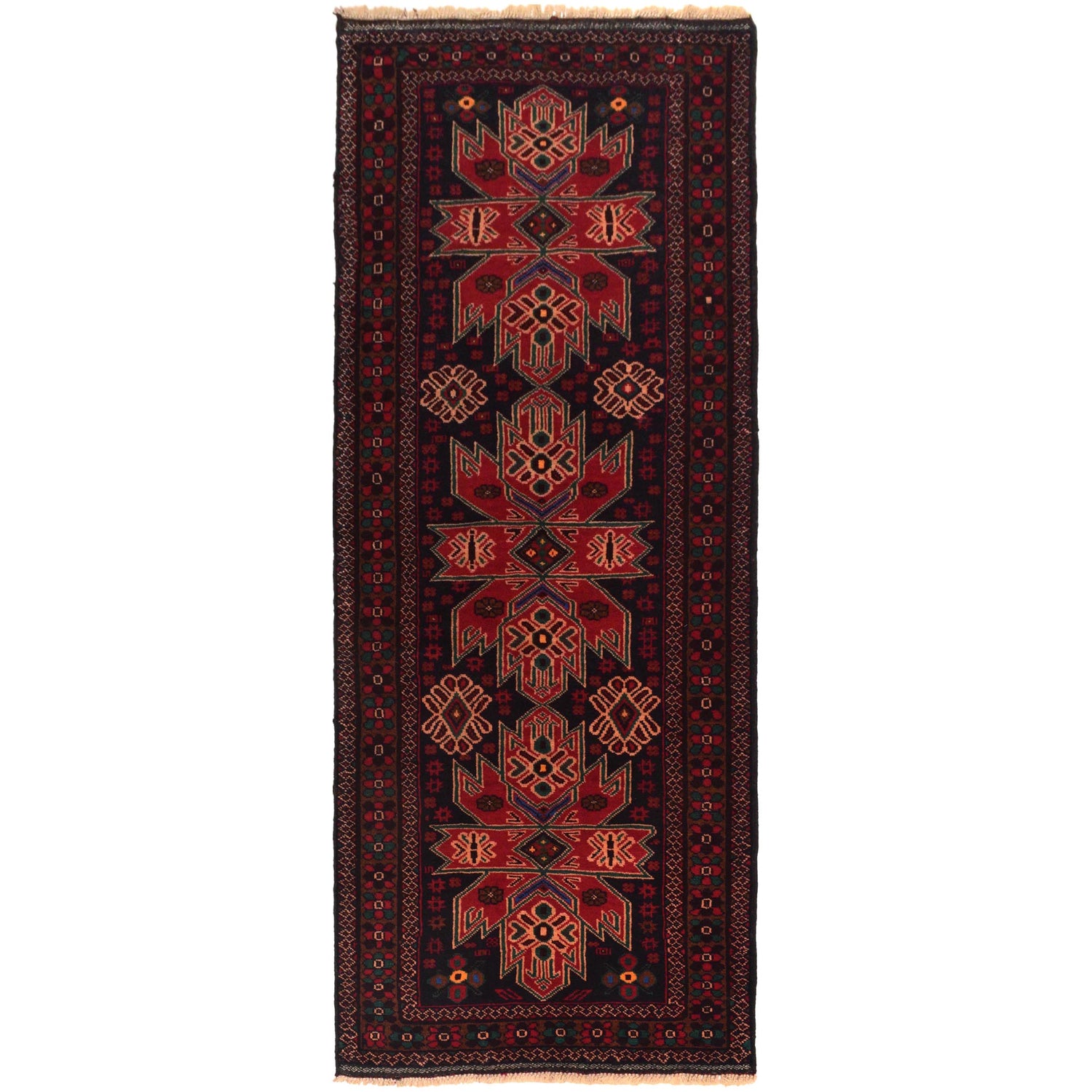 Traditional Handwoven Baluch Runner 2' 8" x 6' 8" ft / 81 x 203 cm - No. W35460