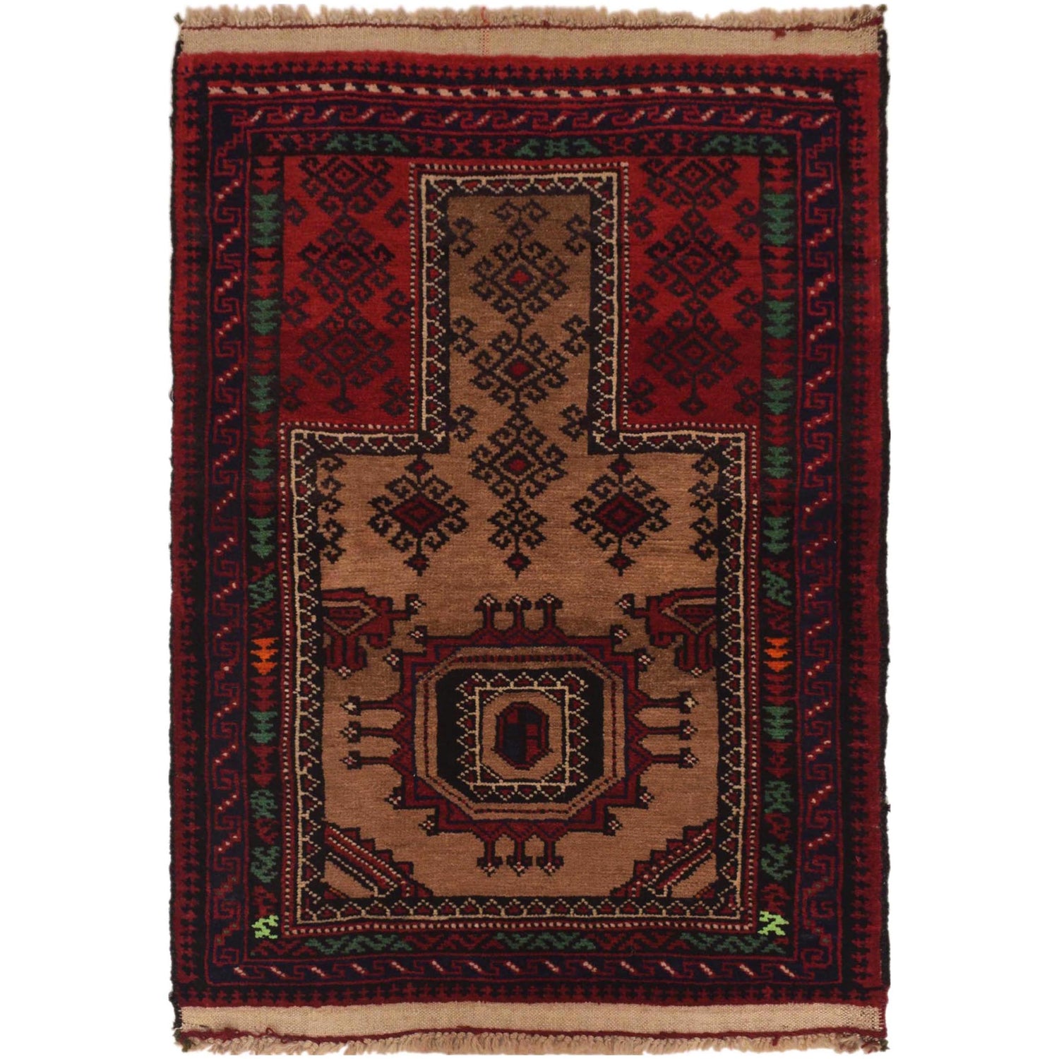 Muslim Prayer Rug 2' 4" x 3' 4" ft / 71 x 102 cm - No. W35464