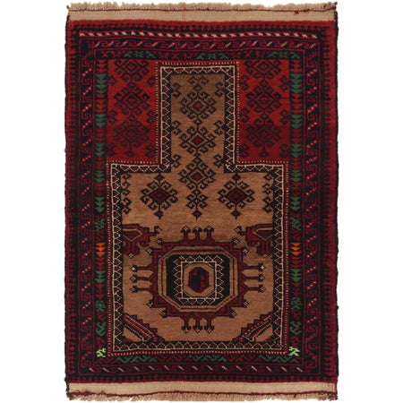 Muslim Prayer Rug 2' 4" x 3' 4" ft / 71 x 102 cm - No. W35464
