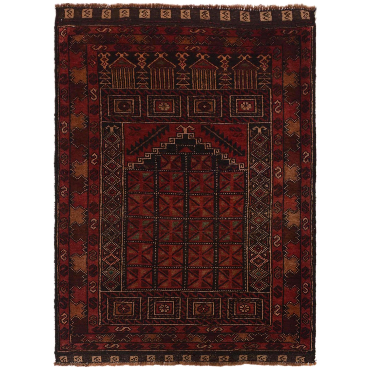 Islamic Prayer Carpet 3' 1" x 4' 8" ft / 93 x 143 cm -No. W35519