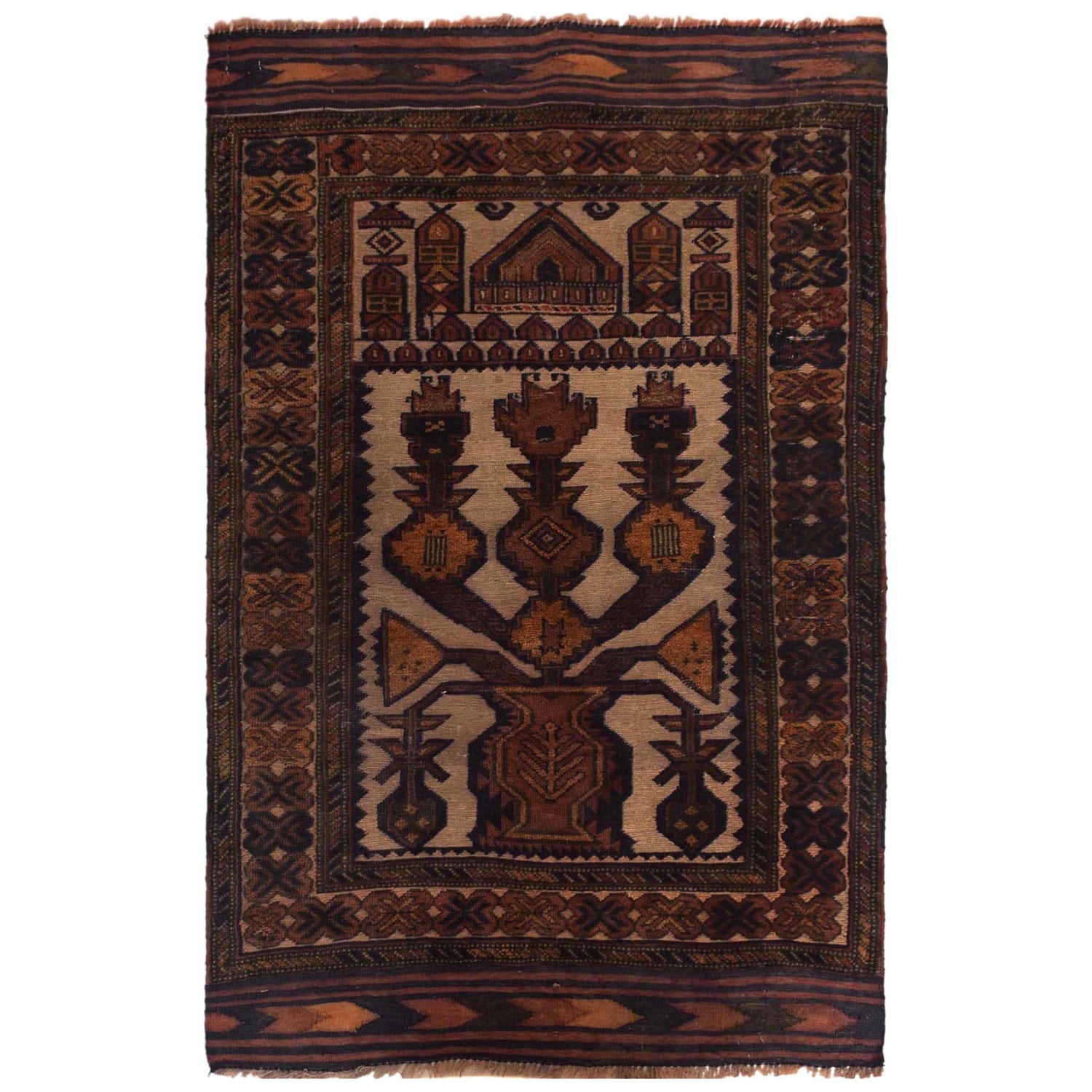 Hand Knotted Prayer Rug 2' 7" x 4' 4" ft / 80 x 131 cm - No. W35520