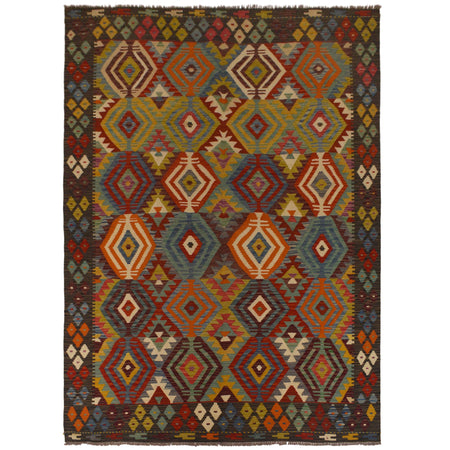 Hand Made Afghan Kilim 5' 8" x 8' 0" ft / 172 x 245 cm - No. W35526