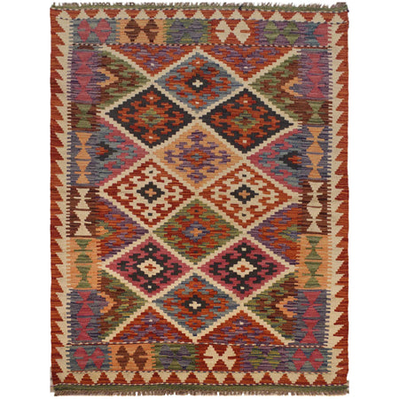 Hand Knotted Flatweave Kilim 3' 5" x 5' 4" ft / 103 x 163 cm - No. W35537