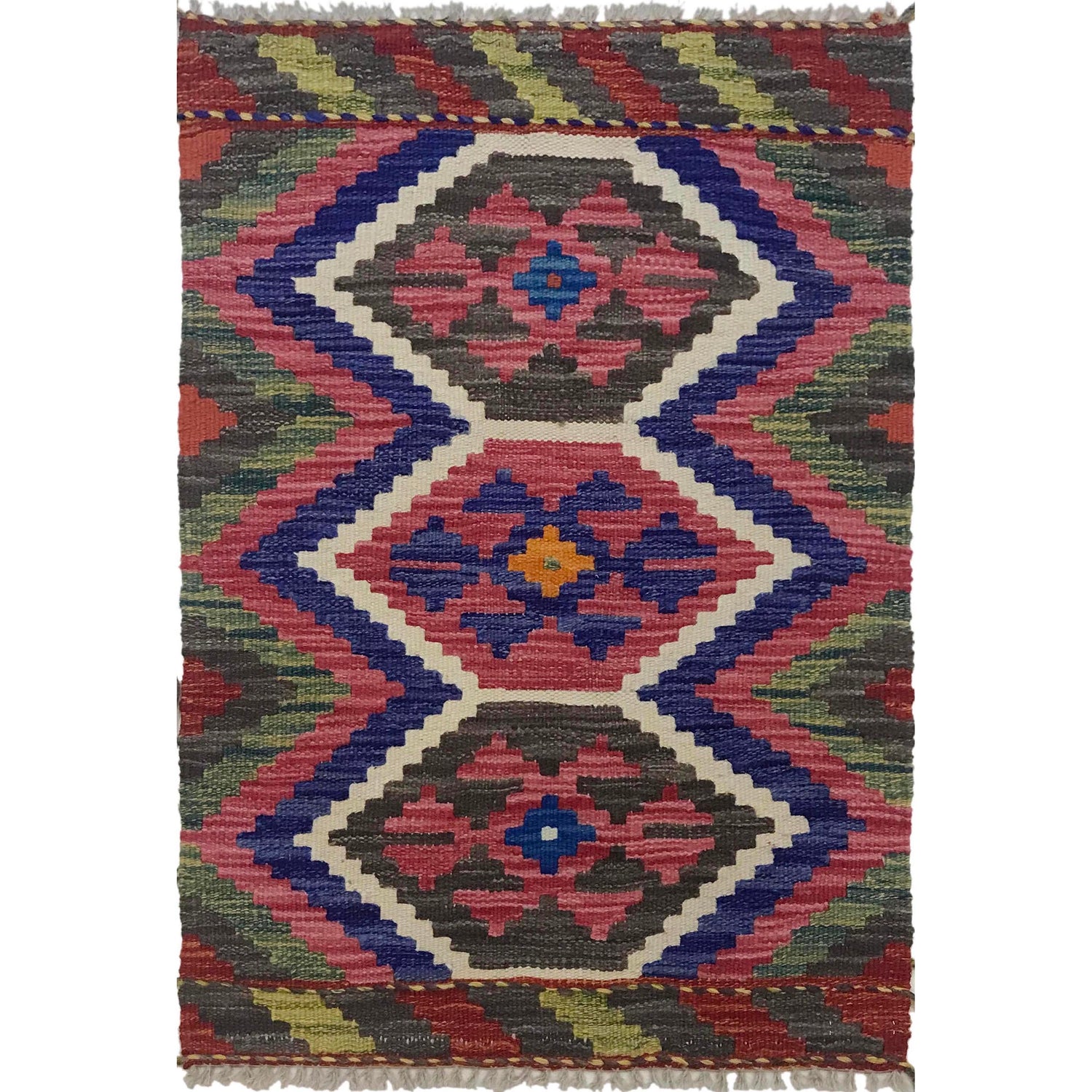 Hand Knotted Flatweave Kilim 1' 11" x 2' 10" ft / 58 x 86 cm - No. W35544