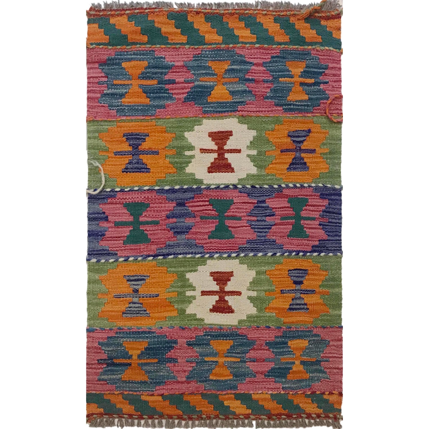 Hand Knotted Flatweave Kilim 1' 10" x 2' 10" ft / 55 x 86 cm - No. W35568