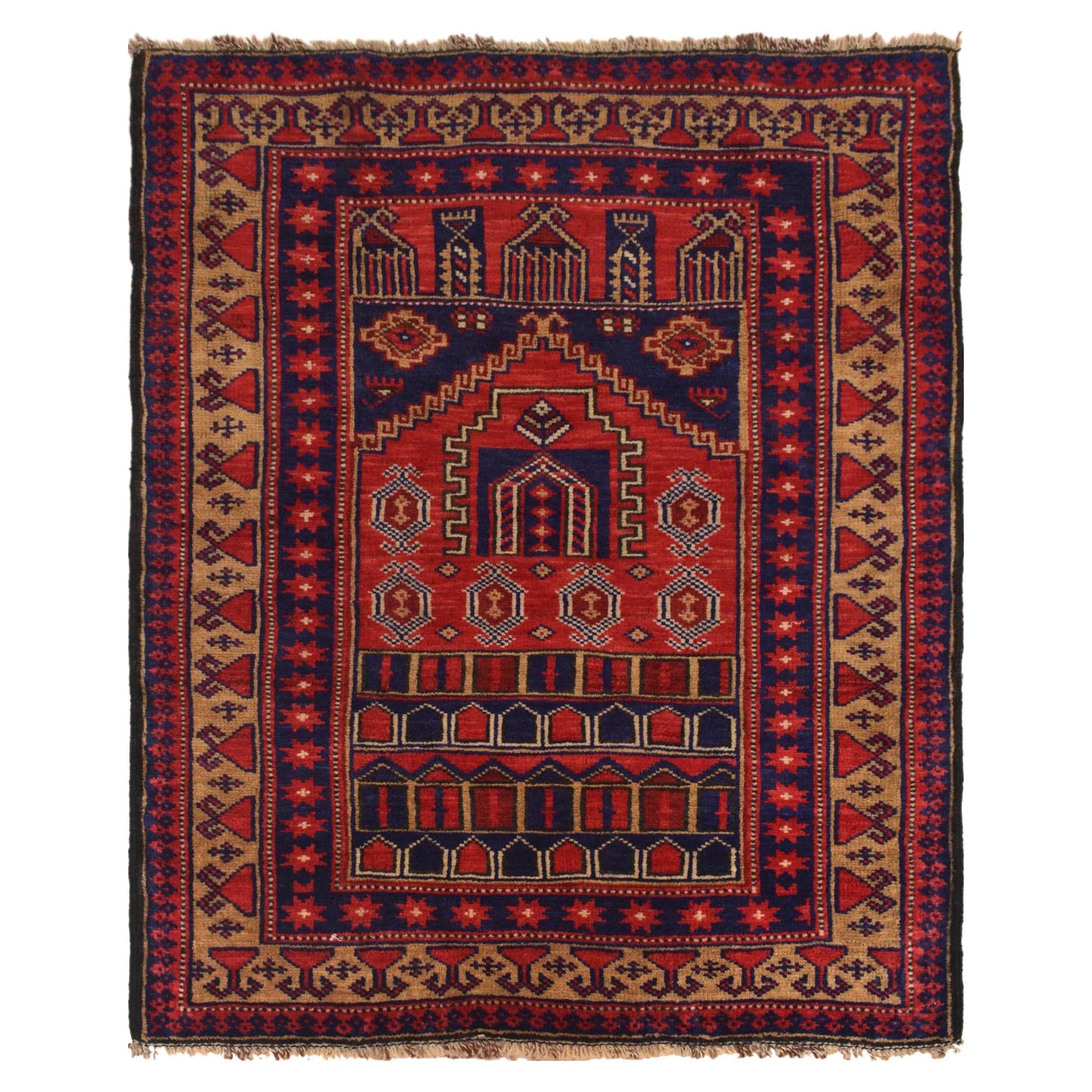 Small Prayer Carpet 2' 11" x 3' 10" ft / 90 x 116 cm - No. W35581